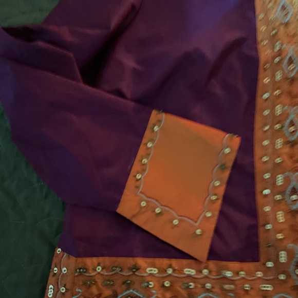 Silk Purple Embroidered Blouse - Picture 3 of 3